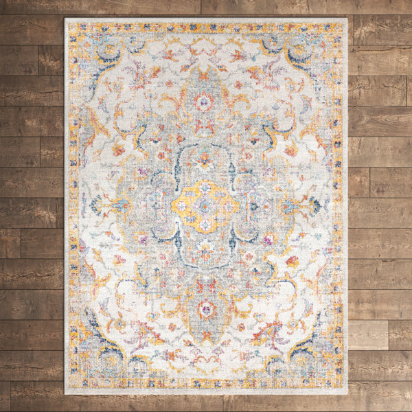 Kelly Clarkson Home Belmont Oriental Area Rug in Saffron/Light Gray & Reviews Wayfair